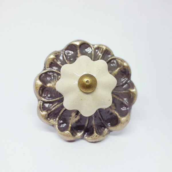 Pomello in ferro “Metal Cream Flower"