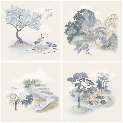 Carta da parati "Tile Toile blu" - YOKU | COLE&SON