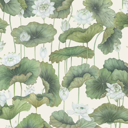 Carta da parati "Lily Lotus fondo beige" - YOKU | COLE&SON