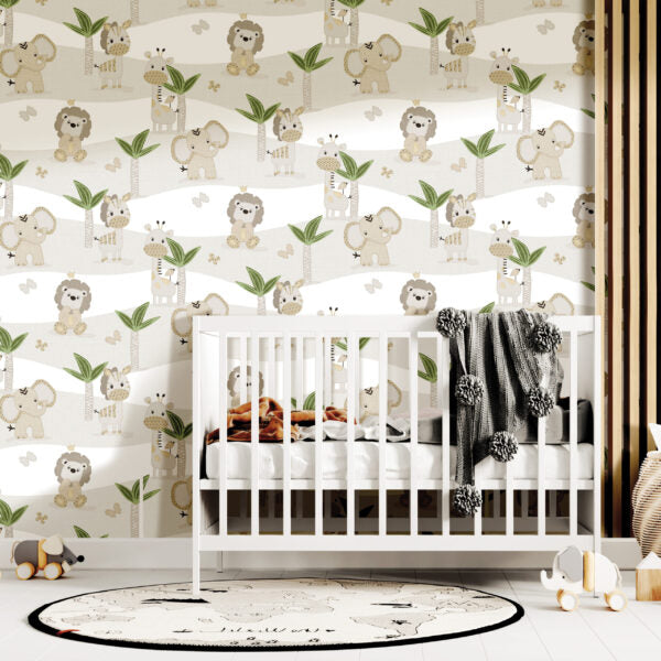 Tapete „Savannen-Tiere“, nach Meter oder als Rolle