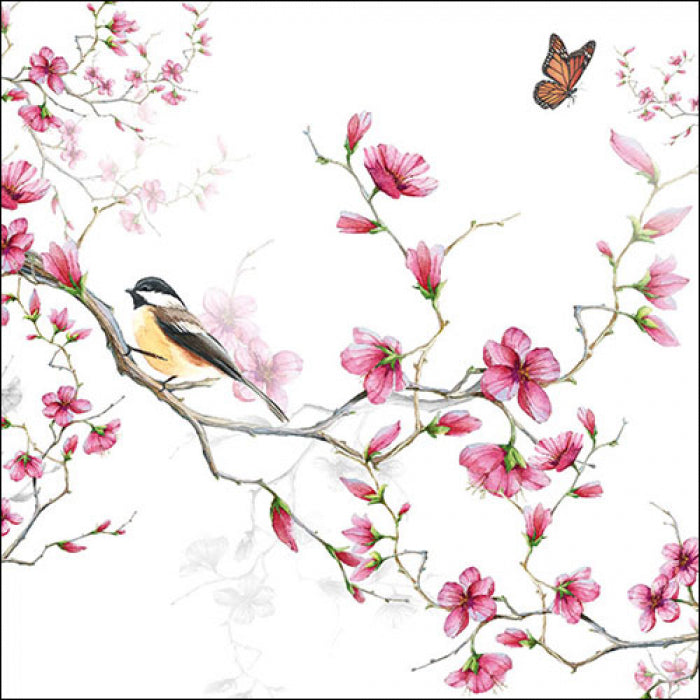 Tovaglioli Napkin 33 Bird & blossom white FSC Mix