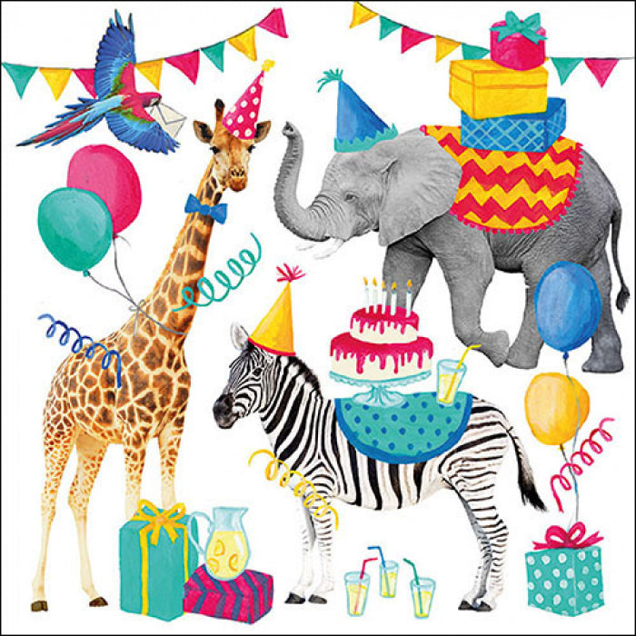 Tovaglioli in carta "Animal birthday white" - pacco da 20