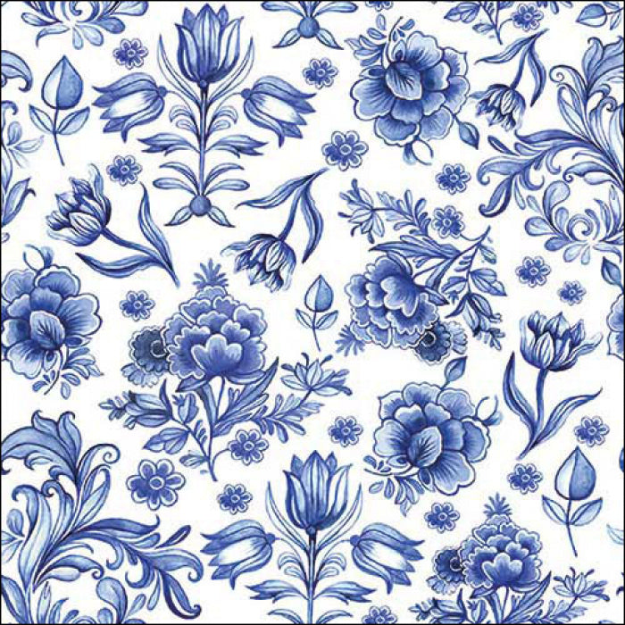 Tovaglioli Napkin 33 Delft Blue flowers FSC Mix