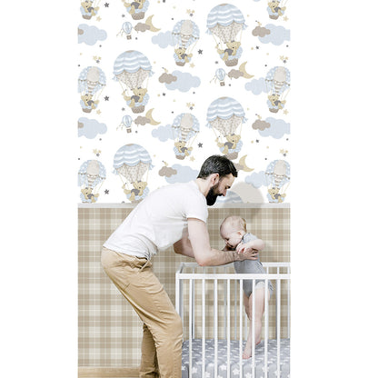 Carta da parati "Bear Air Baloon Giallo Chiaro" a metraggio o rotolo