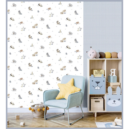 Carta da parati "Country Squares Blu" a metraggio o rotolo