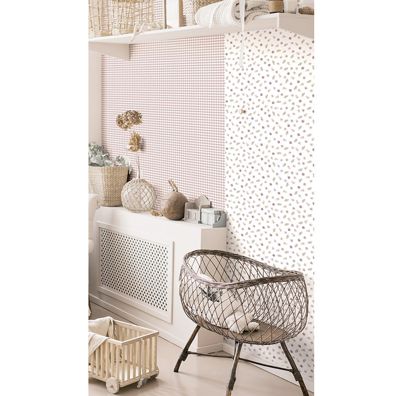 Carta da parati "Country Squares Rose" a metraggio o rotolo