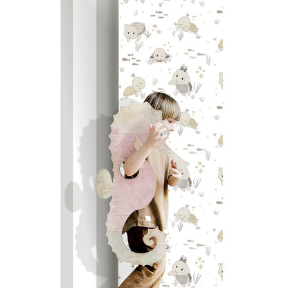 Carta da parati "Turtle Friends Pink" a metraggio o rotolo