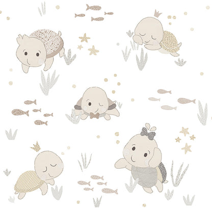 Carta da parati "Turtle Friends Yellow" a metraggio o rotolo