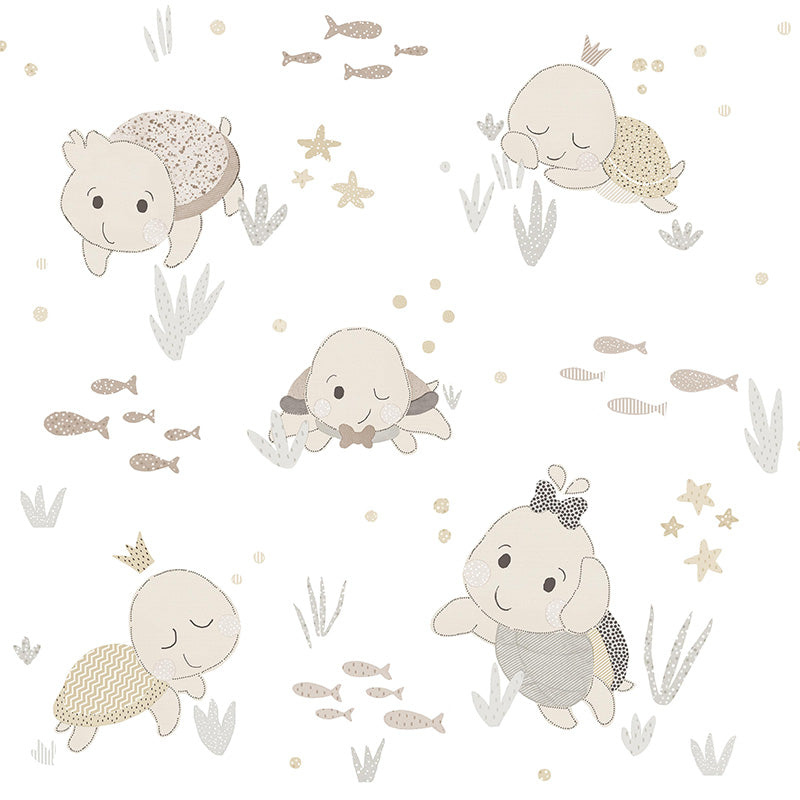 Carta da parati "Turtle Friends Yellow" a metraggio o rotolo