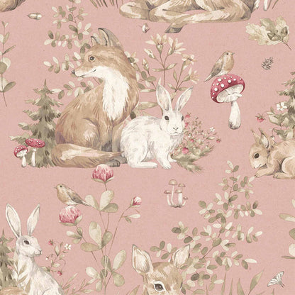 Carta da parati "Bosco - Rosa", a metraggio o rotolo