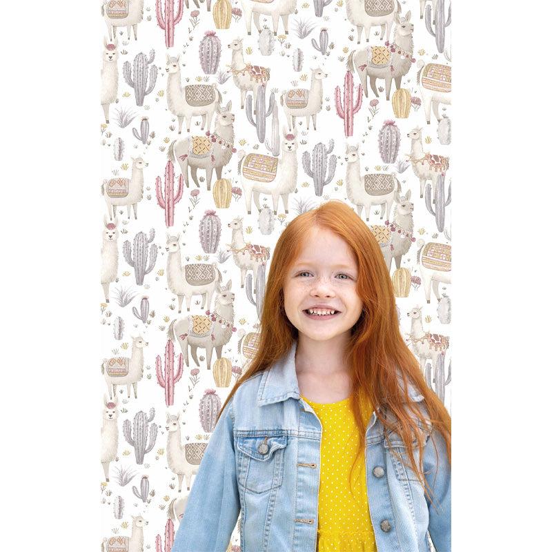 Carta da parati "Alpaca - Bianco", a metraggio o a rotolo