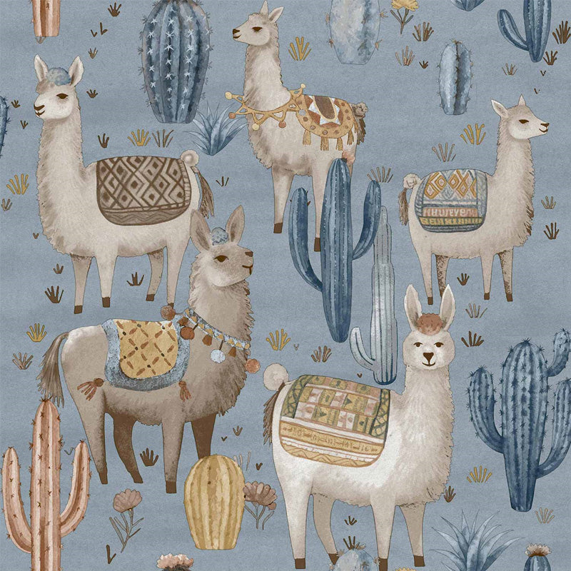 Carta da parati "Alpaca - Blu", a metraggio o a rotolo