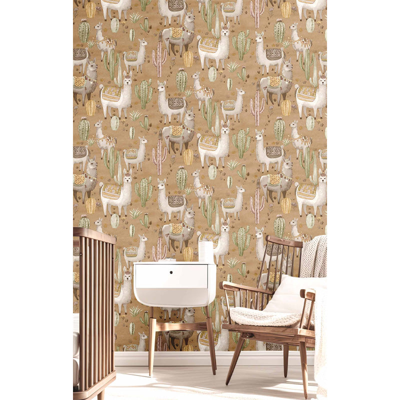 Carta da parati "Alpaca - Marrone", a metraggio o a rotolo
