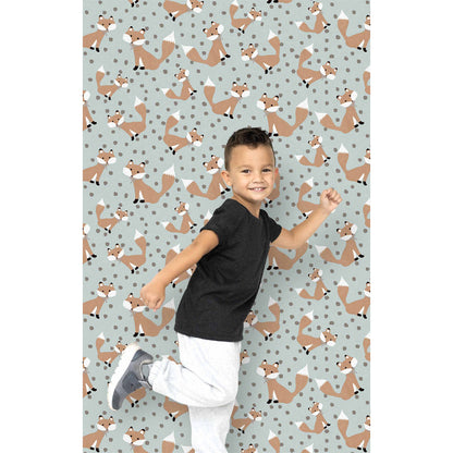 Carta da parati "Volpi - Azzurra", a metraggio o a rotolo