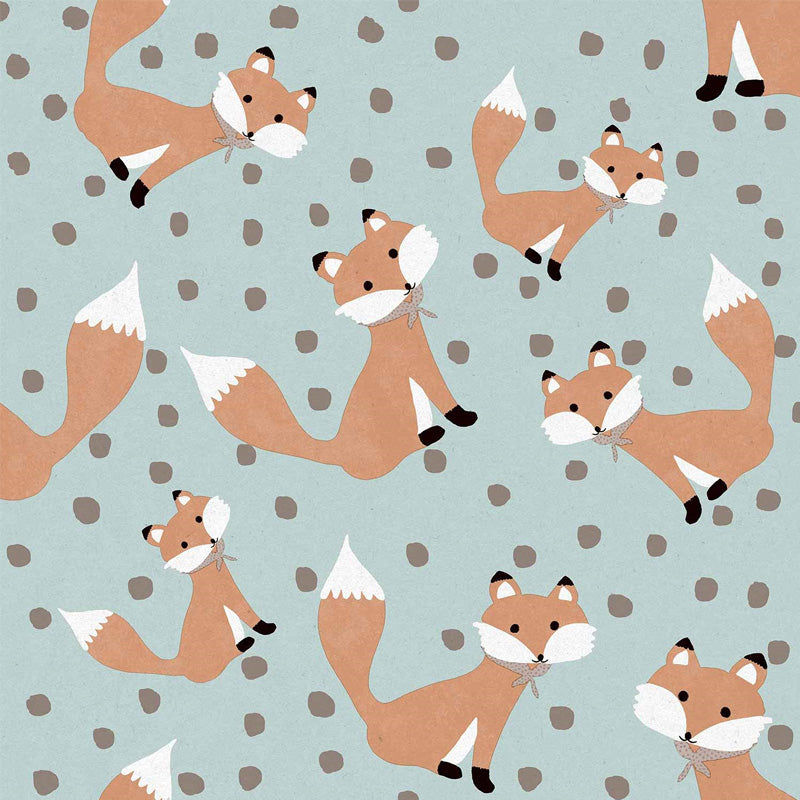Carta da parati "Volpi - Azzurra", a metraggio o a rotolo