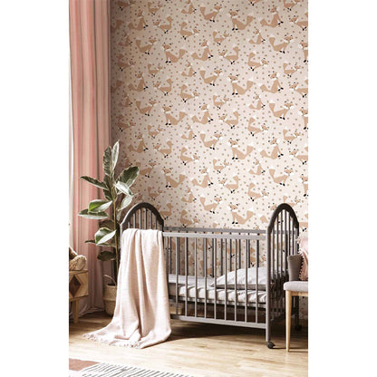 Carta da parati "Volpi - Beige", a metraggio o a rotolo