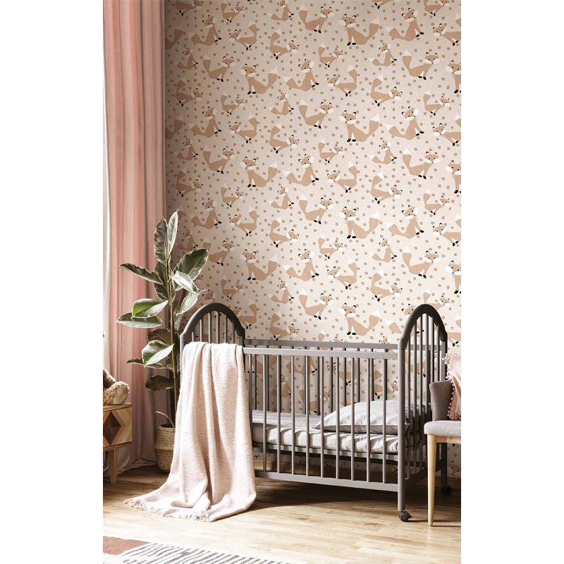 Carta da parati "Volpi - Beige", a metraggio o a rotolo