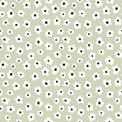 Carta da parati "Margherite - Verde", a metraggio o rotolo