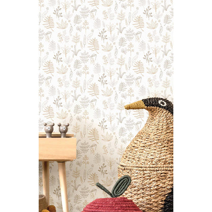 Carta da parati "Foglie - Beige", a metraggio o rotolo