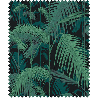TESSUTO "Palm Jungle Velvet Viridian & Petrol on Black" - The Contemporary - Cole & Son