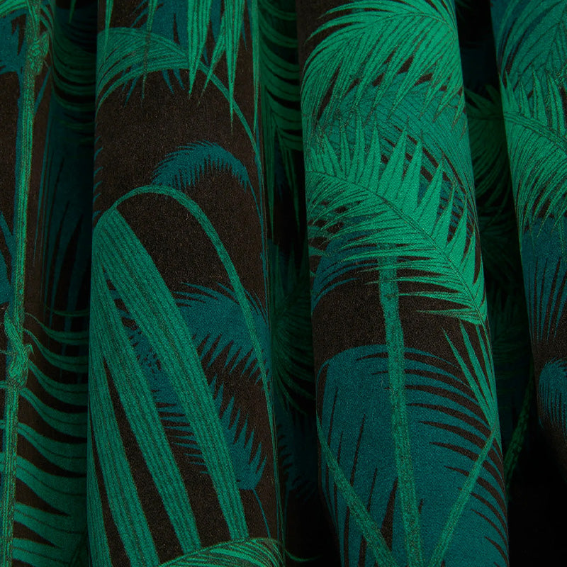 TESSUTO "Palm Jungle Velvet Viridian & Petrol on Black" - The Contemporary - Cole & Son