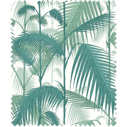 TESSUTO "Palm Jungle Linen Union Teal & Viridian on Chalk" - The Contemporary - Cole & Son
