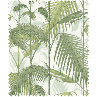 TESSUTO "Palm Jungle Linen Union Olive Green on White" - The Contemporary - Cole & Son