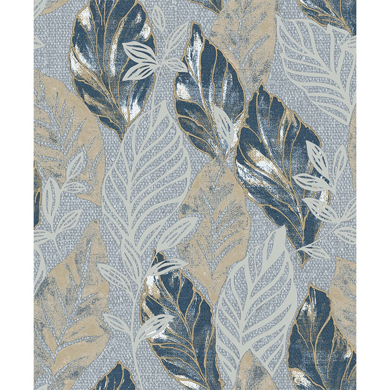 Carta da parati "Leaves Blu" a metraggio o rotolo