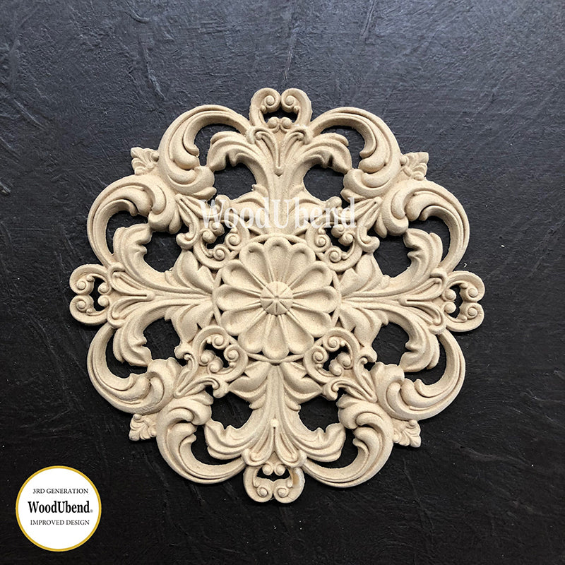 Fregio Decorativo "Rosone Creme", WoodUbend