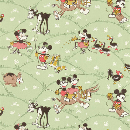 CARTA DA PARATI "MICKEY AT THE FARM MACARON GREEN" - Disney x HOME - Sanderson