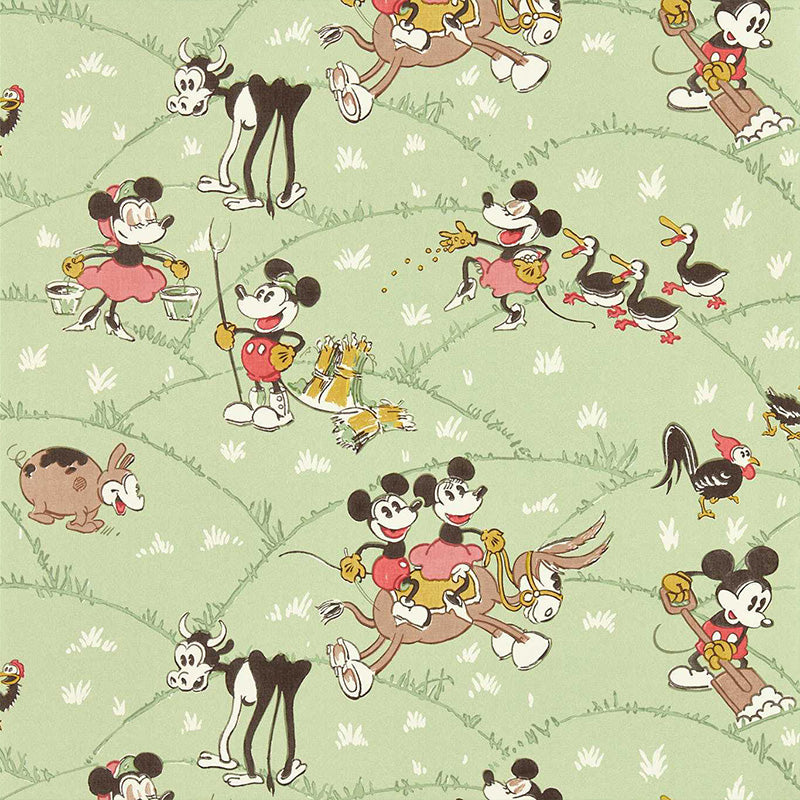 CARTA DA PARATI "MICKEY AT THE FARM MACARON GREEN" - Disney x HOME - Sanderson
