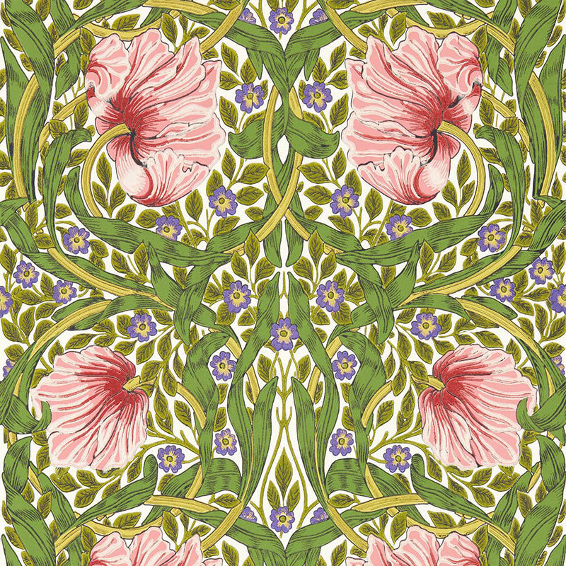 Carta da Parati "PIMPERNEL SAP GREEN/STRAWBERRY" Morris & Co. - Sanderson