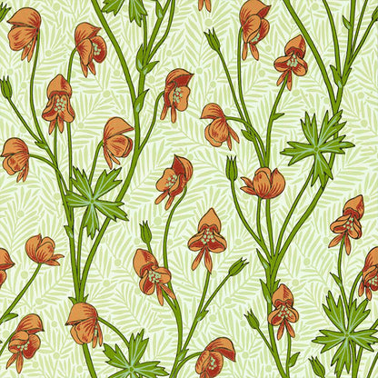 Carta da Parati "MONKSHOOD TANGERINE/SAGE" Morris & Co. - Sanderson