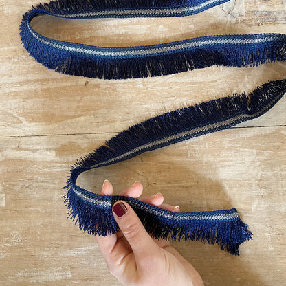 Frange "Blu scuro e Argento" Passamaneria Italiana - 3,5 cm