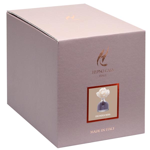 Diffusore di Fragranza Rosa "Orchidea Nera" con Fiore, Hypno Casa, 100 ml