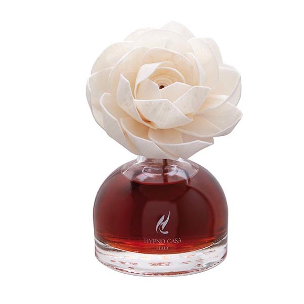 Diffusore di Fragranza Rosa "Sandalo Nobile" con Fiore, Hypno Casa, 100 ml