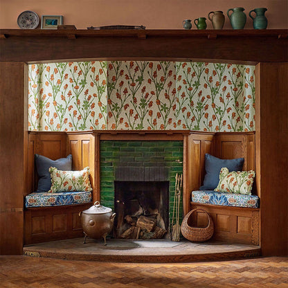 TESSUTO "MONKSHOOD TANGERINE/SAGE" - Morris & Co. - Sanderson