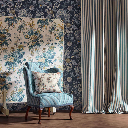 TESSUTO "REGENCY APERIGON BLUE/LINEN" - Giles Deacon - SANDERSON