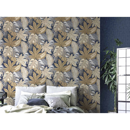 Carta da parati "Soft Feuillage Blu", a metraggio o rotolo