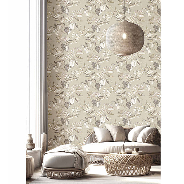 Carta da parati "Sboccia in Beige", a metraggio o rotolo