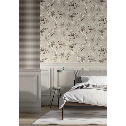 Carta da parati "Pied de Poule Dark Beige" a metraggio o rotolo