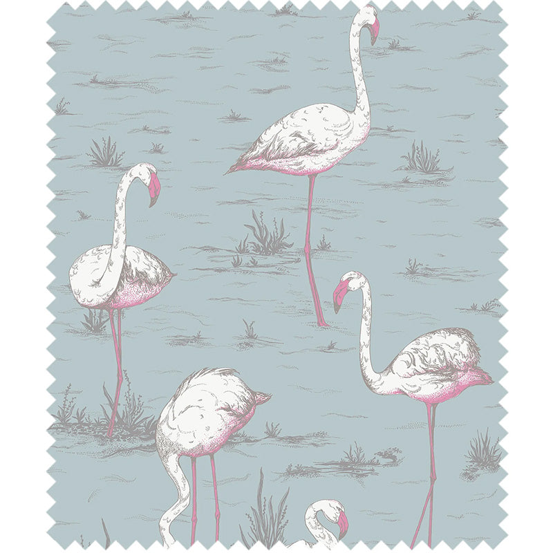 TESSUTO "Flamingos Linen Union White & Fuchsia on Seafoam" - The Contemporary - Cole & Son