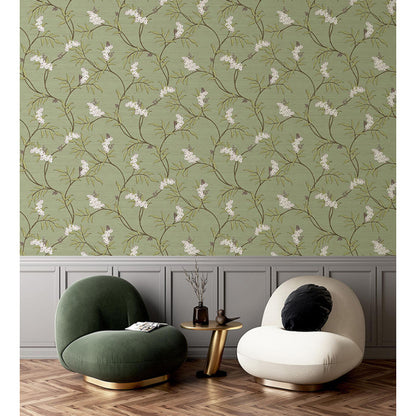 Carta da parati "Ramage Raffinato Verde", a metraggio o rotolo