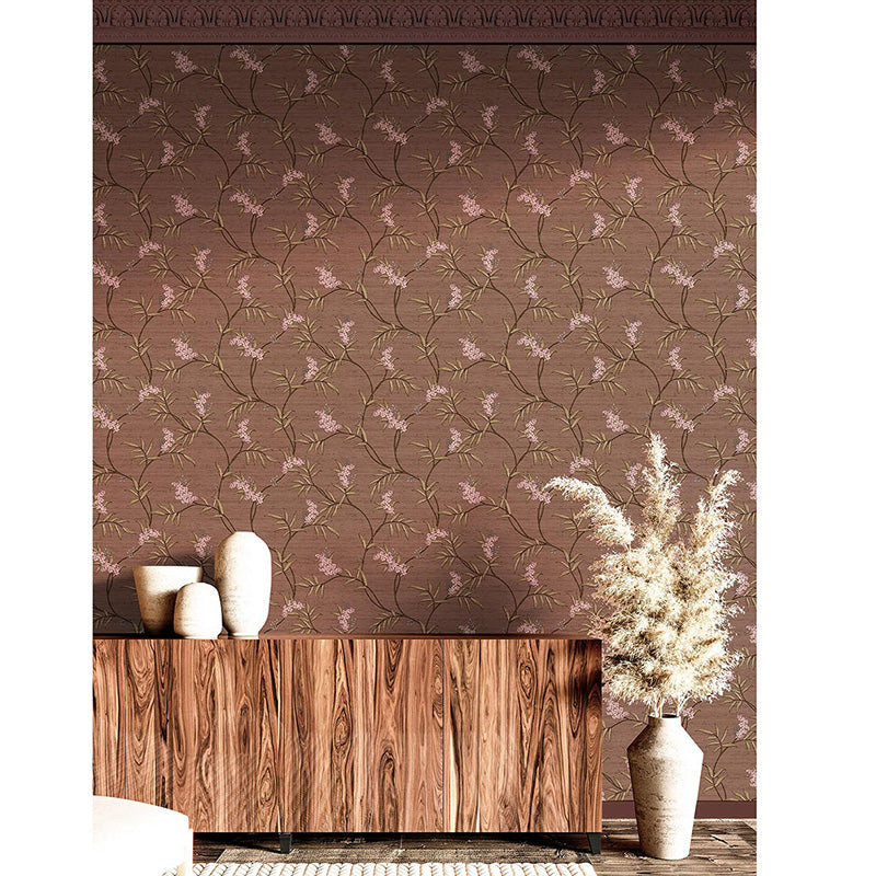 Carta da parati "Ramage Raffinato Bordeaux", a metraggio o rotolo