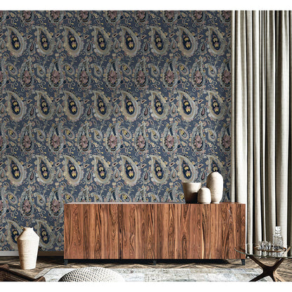 Carta da parati "Vintage Paisley Blu", a metraggio o rotolo