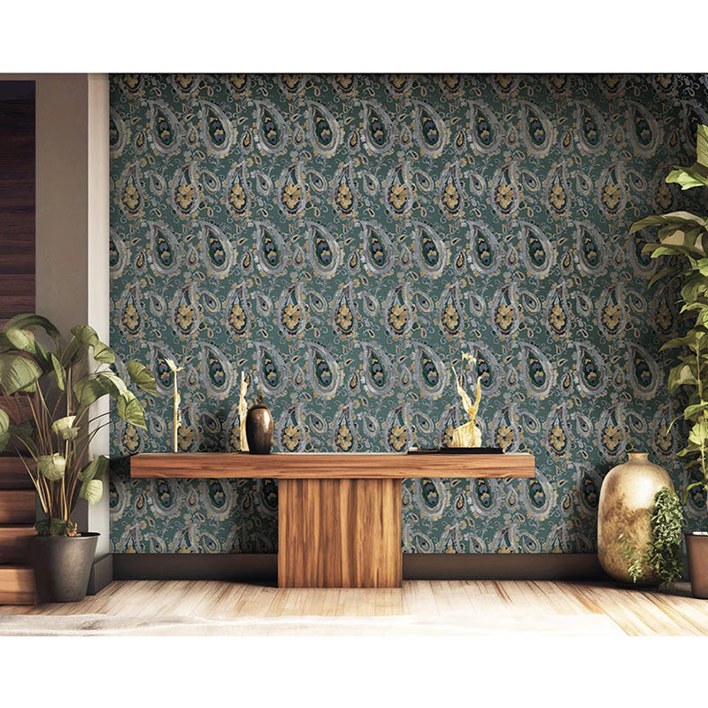 Carta da parati "Vintage Paisley Ottanio", a metraggio o rotolo