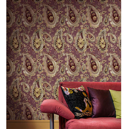 Carta da parati "Vintage Paisley Bordeaux", a metraggio o rotolo