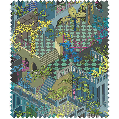 TESSUTO "Miami Cotton Petrol Multi" - The Contemporary - Cole & Son