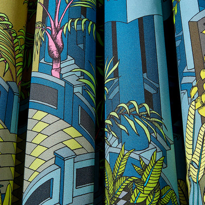 TESSUTO "Miami Cotton Petrol Multi" - The Contemporary - Cole & Son