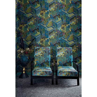 TESSUTO "Miami Cotton Petrol Multi" - The Contemporary - Cole & Son
